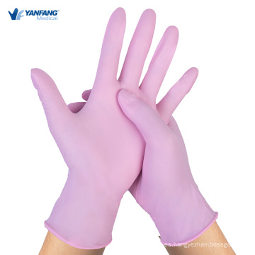 Guantes de nitrilo dental rosa sin polvo libre de látex